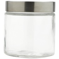 Pote 880ml de Vidro Borossilicato Redondo Com Tampa Aco Inox